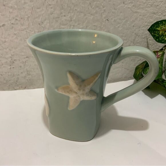 Shell Embossed 3D Starfish Coffee Mug Tea Cup Home Studio Shoreline Collection - Picture 3 of 8